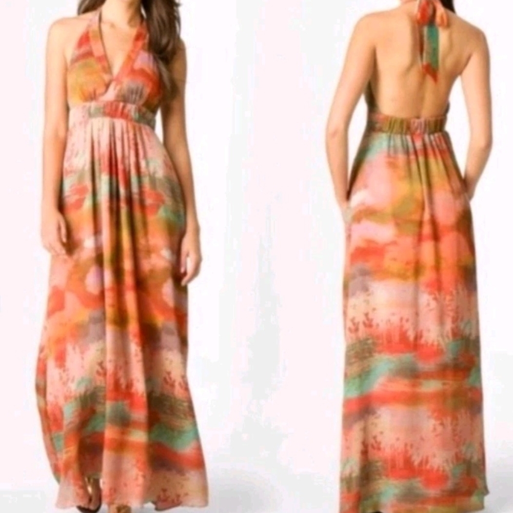 Jessica Simpson Halter Maxi Dress Size 4 Fits Like Small Lined EUC